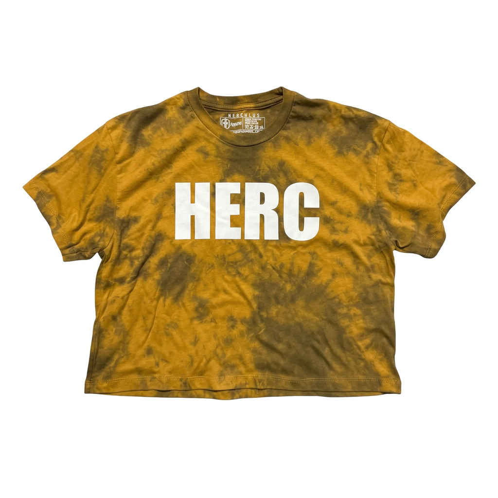 Black Dye Gold Crop with white HERC print