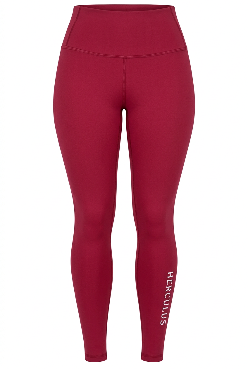 AI-edited red HERC Leggings visualization.