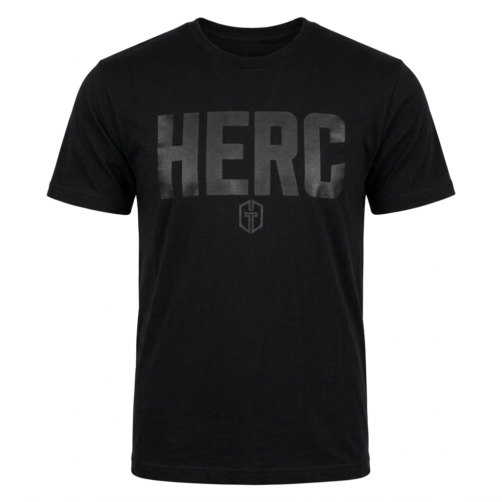 Solid black BOLD HERC tee with black print