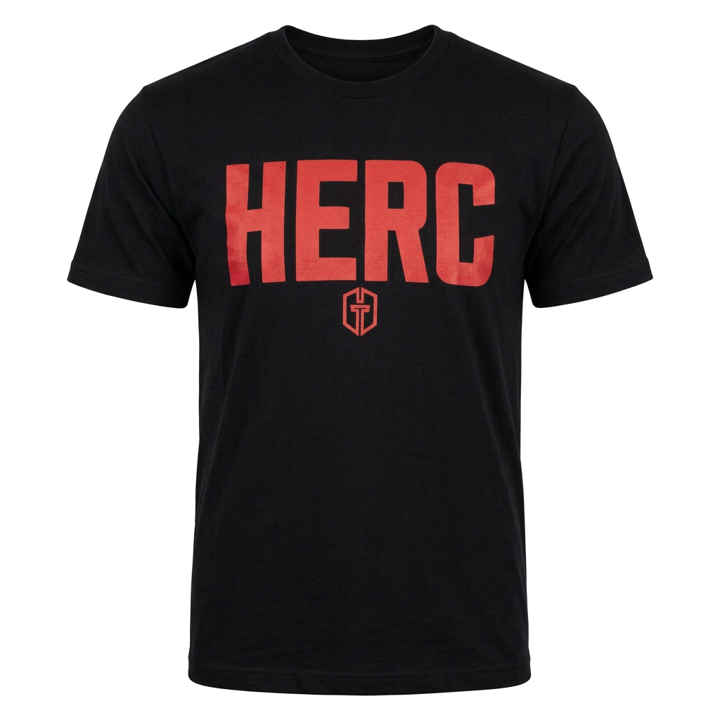 Solid black BOLD HERC tee with red print